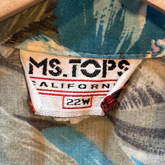 Vintage Button Up Size 22W Tropical Leopard Floral Short Sleeve Shirt Summer - Picture 5 of 10